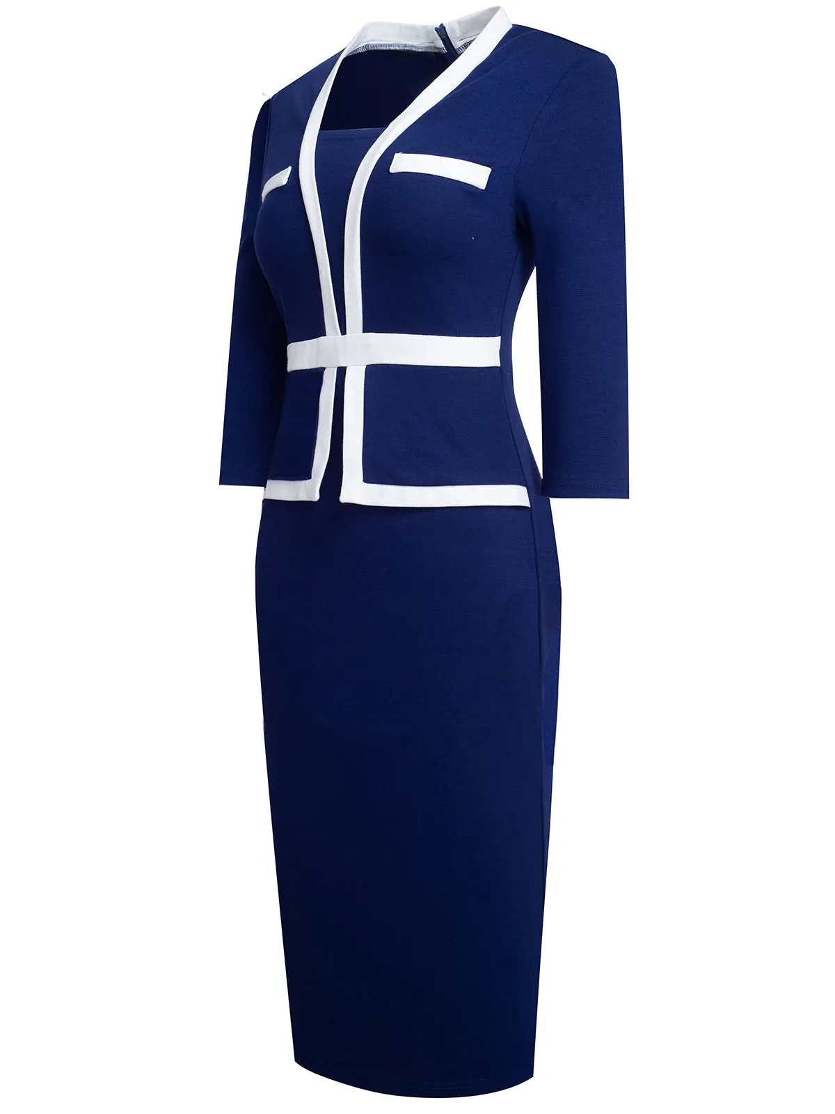 1960s Contrast Trim Bodycon Dress