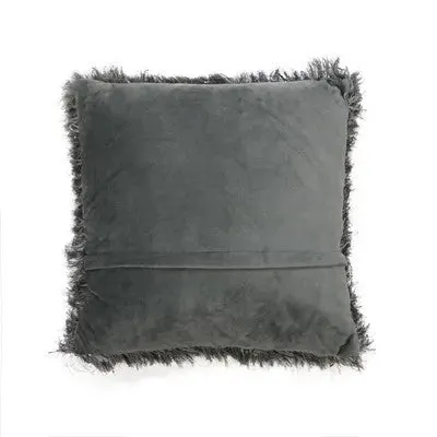 20"x20" Oversize Ella Shaggy Fur Square Throw Pillow Gray - Lush Décor