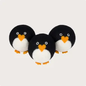 3-Pack Marching Penguins Hand-Felted Wool Dryer Balls