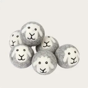 6-Pack "Smiling Sheep" Hand-Felted Wool Dryer Balls