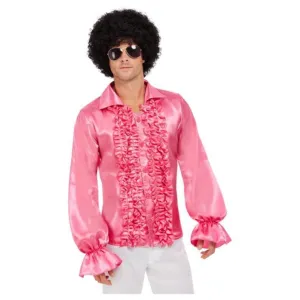 60's Ruffled Shirt, Hot Pink