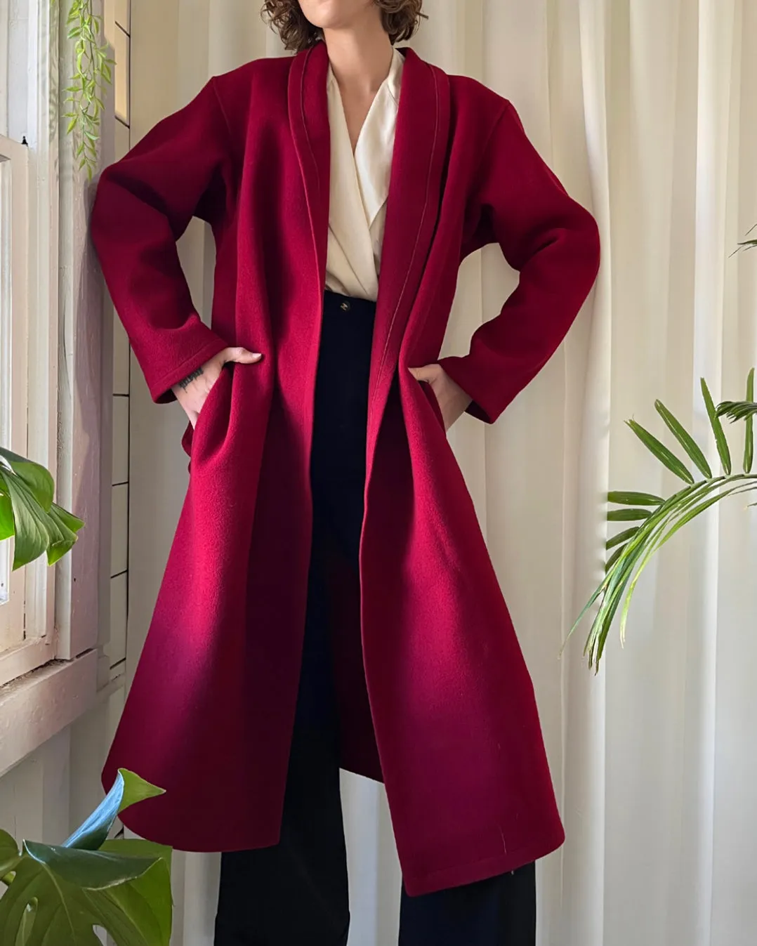 80s Calvin Klein Wool Coat | S-M