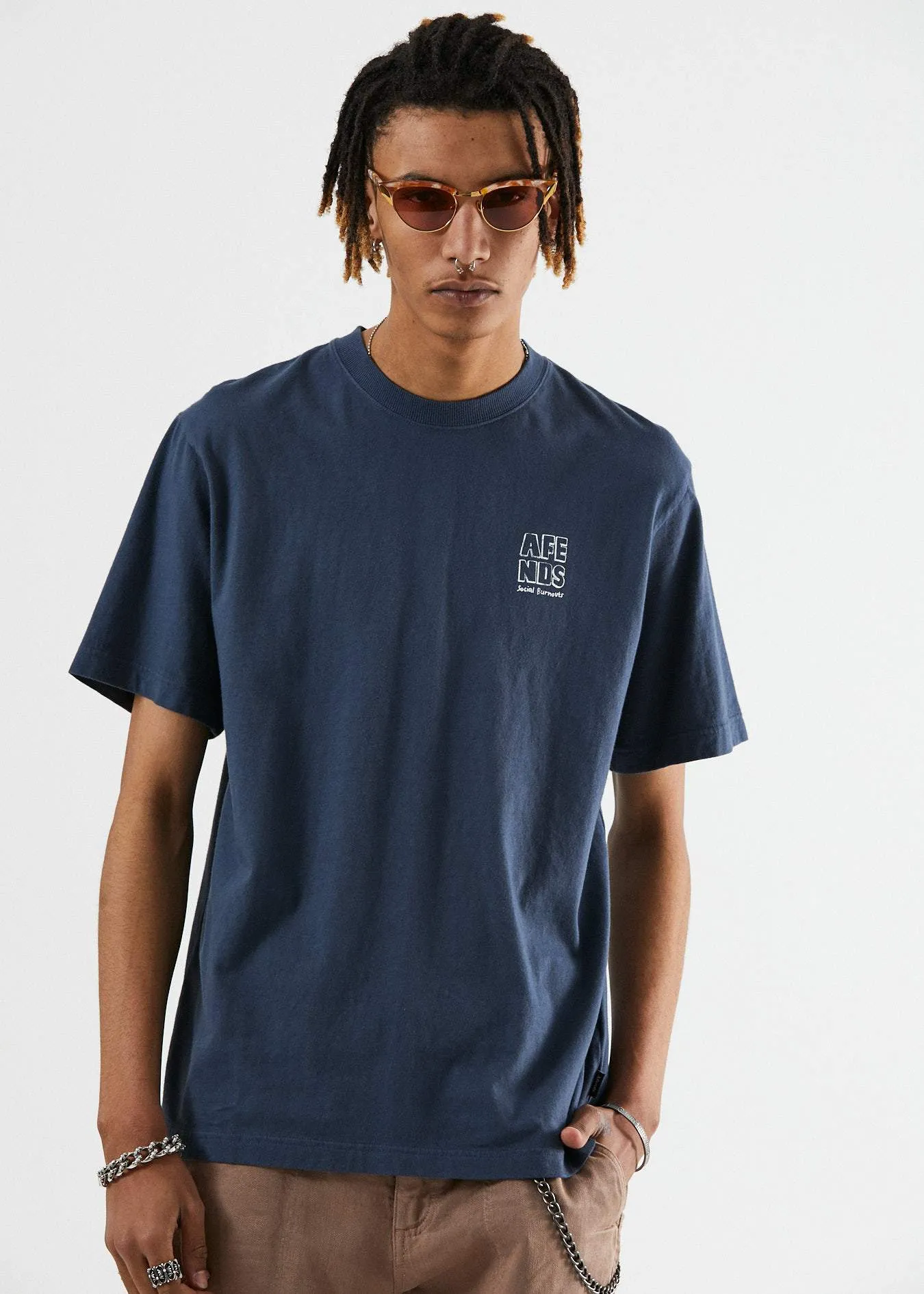 Afends Mens Class of 89 - Retro Fit Tee - Midnight