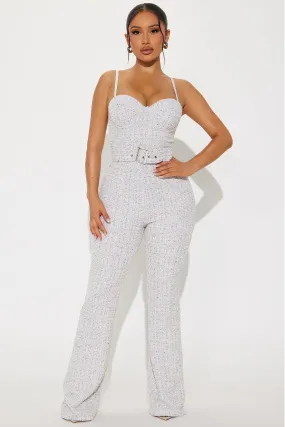 Always In Tune Tweed Jumpsuit - Lavender/combo