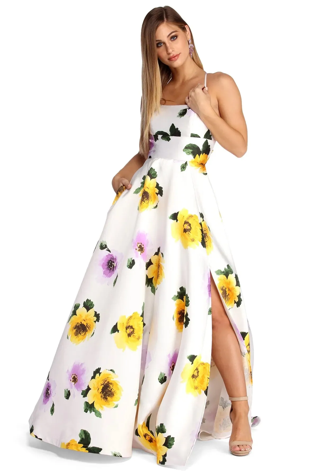 Amber Formal Floral Wrap Dress