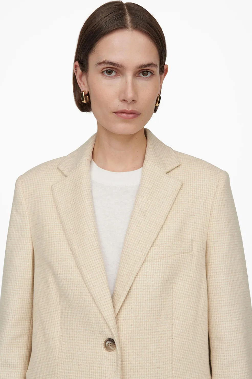 Anine Bing - Sonora Blazer in Buttercream Houndstooth