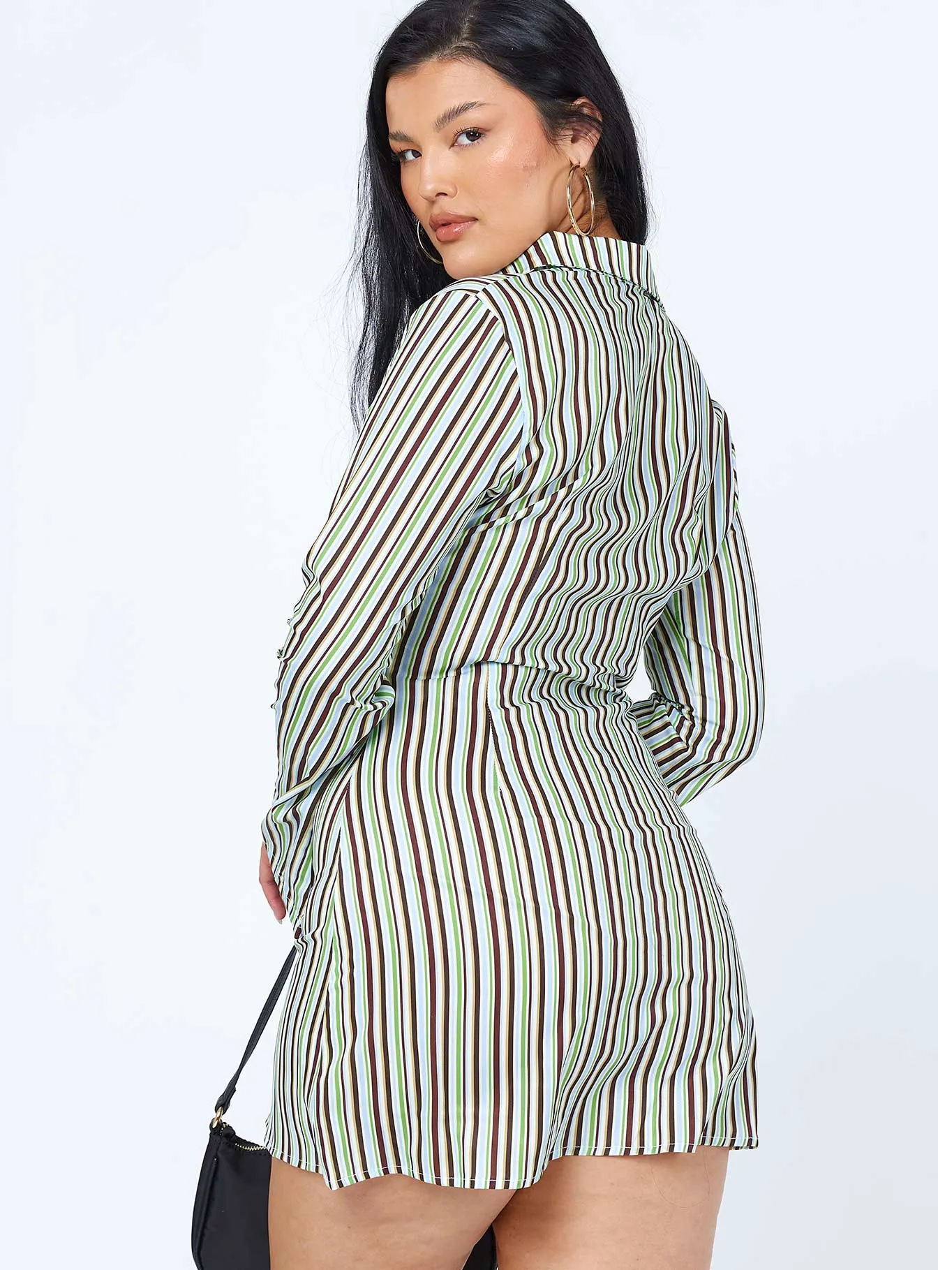 Anni Stripe Mini Dress Green Multi