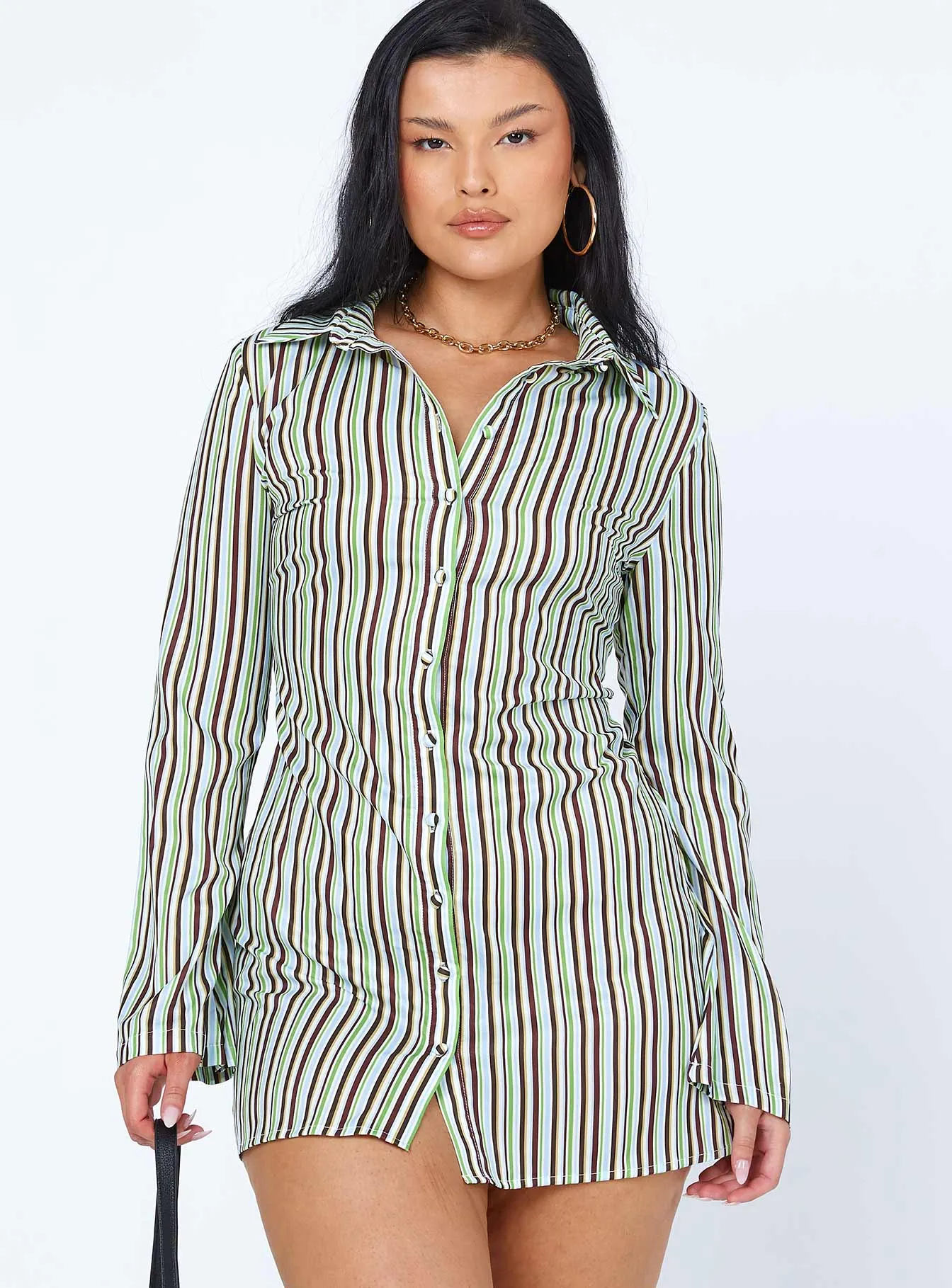 Anni Stripe Mini Dress Green Multi