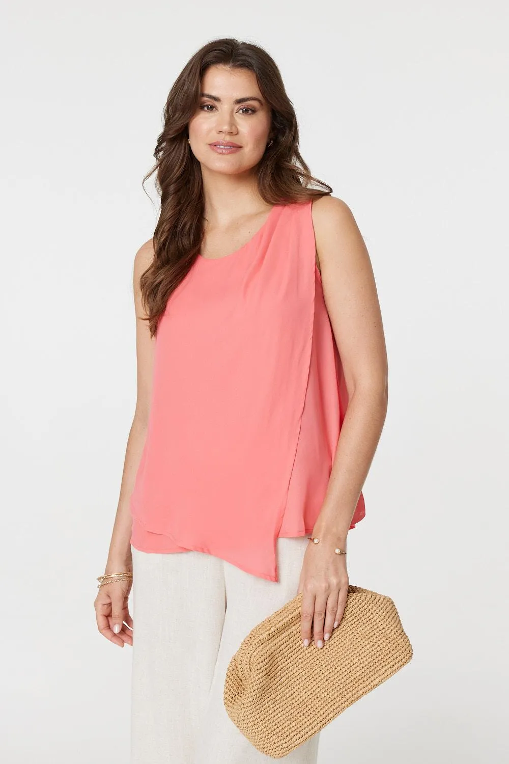 Asymmetric Pleat Front Blouse Top