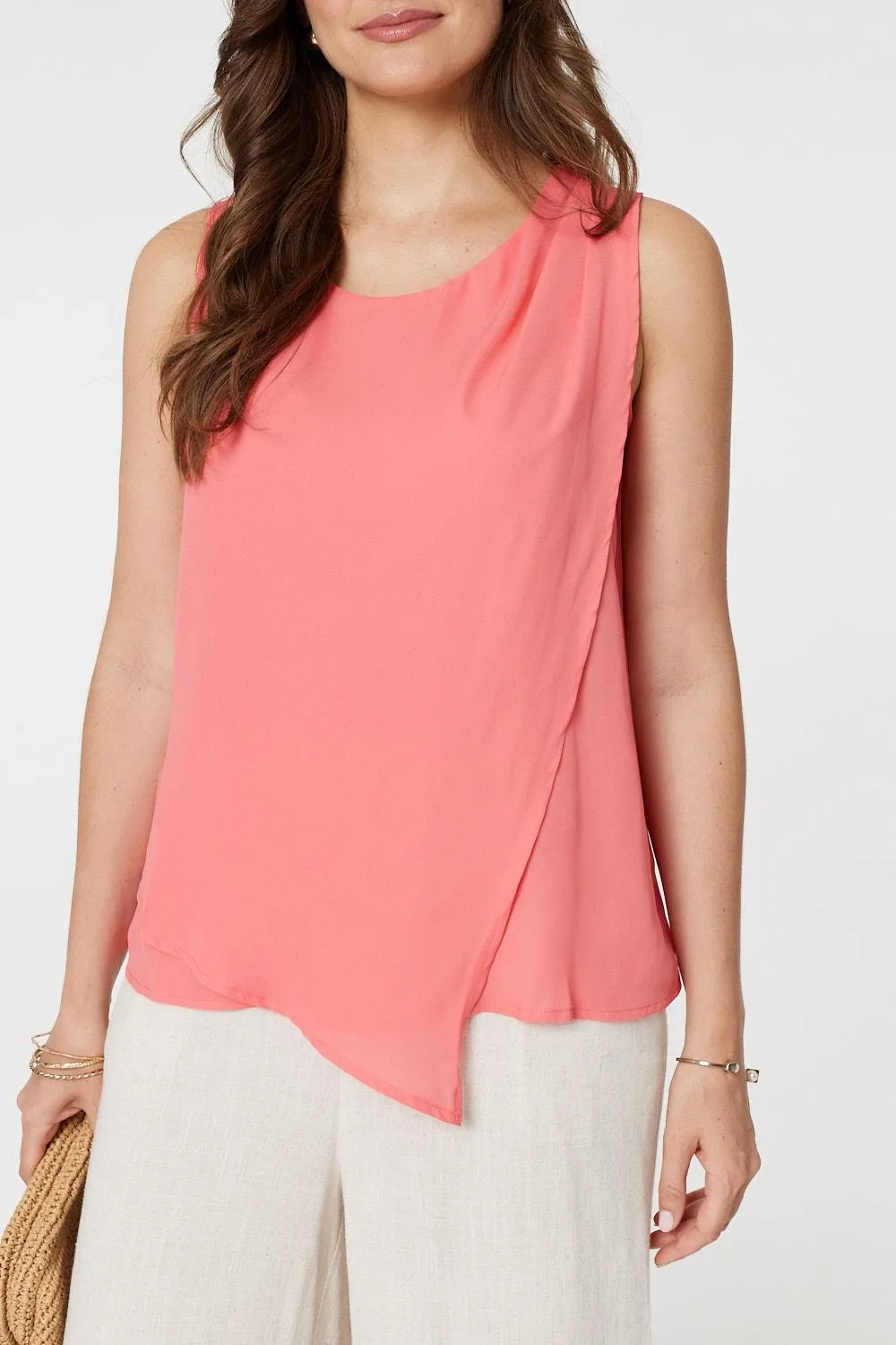 Asymmetric Pleat Front Blouse Top