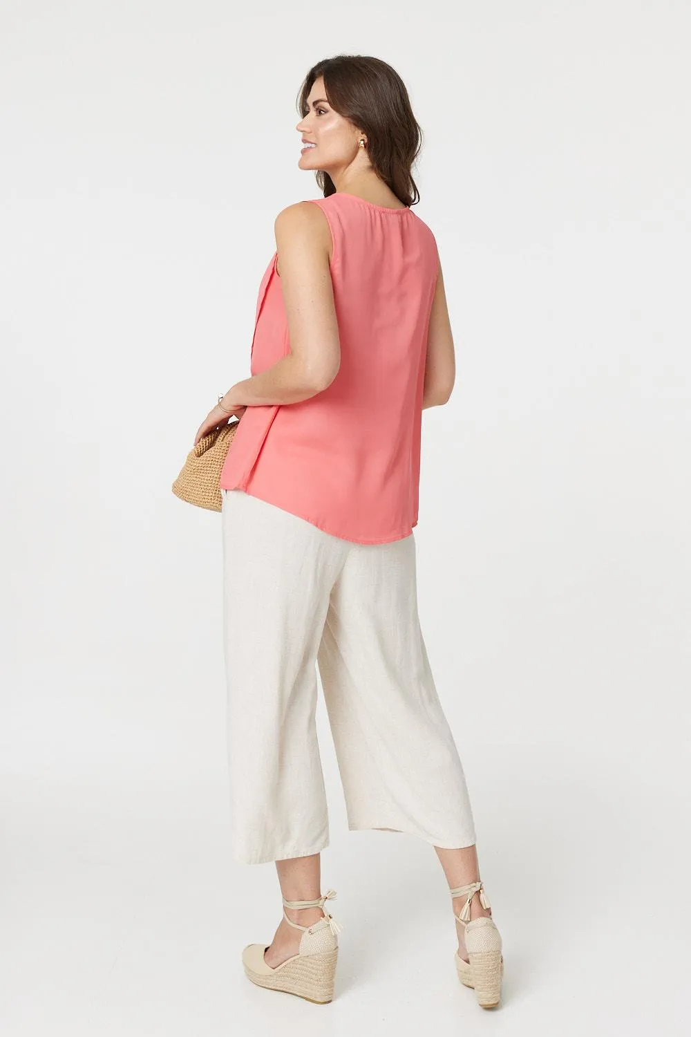 Asymmetric Pleat Front Blouse Top