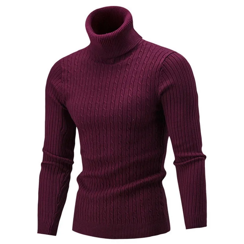 Autumn Winter Men&#39;s Turtleneck Sweater Men&#39;s Knitting Pullovers Rollneck Knitted Sweater Warm Men Jumper Slim Fit Casual Sweater