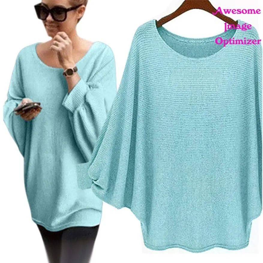 Autumn winter Women Sweater retro batwing sleeve Knitted Pullover Loose Oversized Elegant loose O neck sweaters