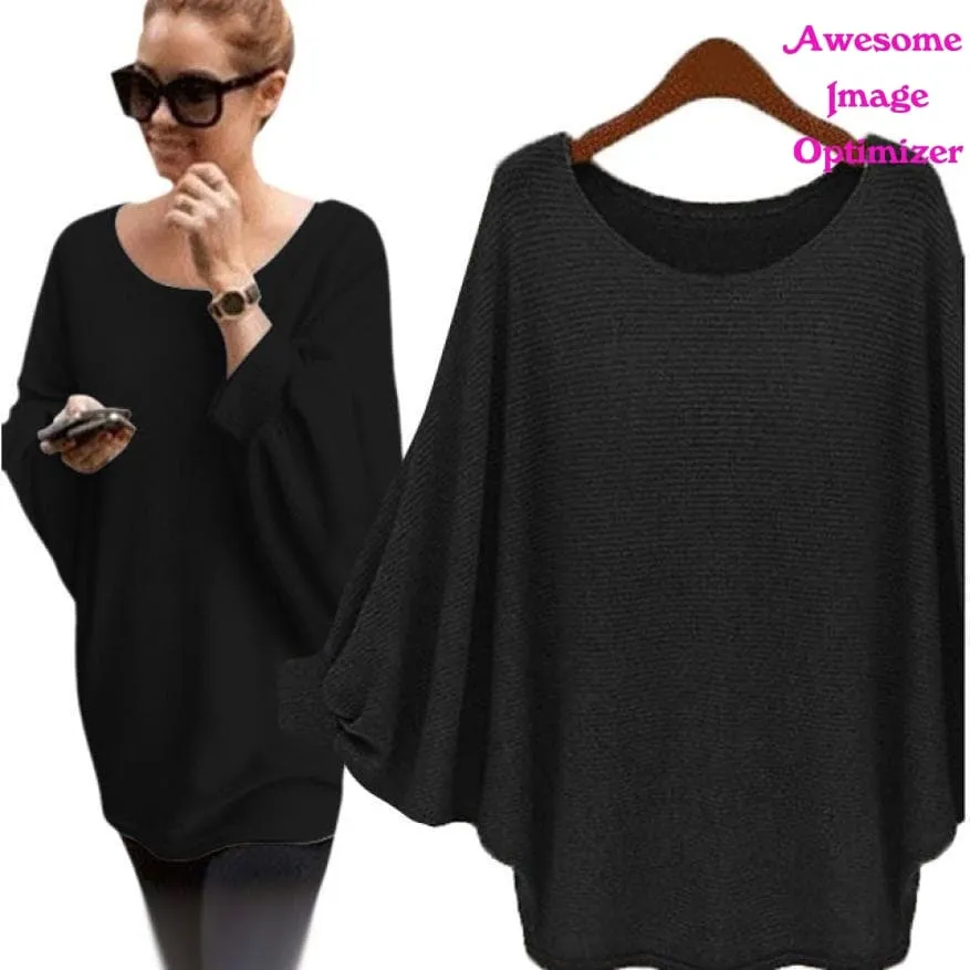 Autumn winter Women Sweater retro batwing sleeve Knitted Pullover Loose Oversized Elegant loose O neck sweaters