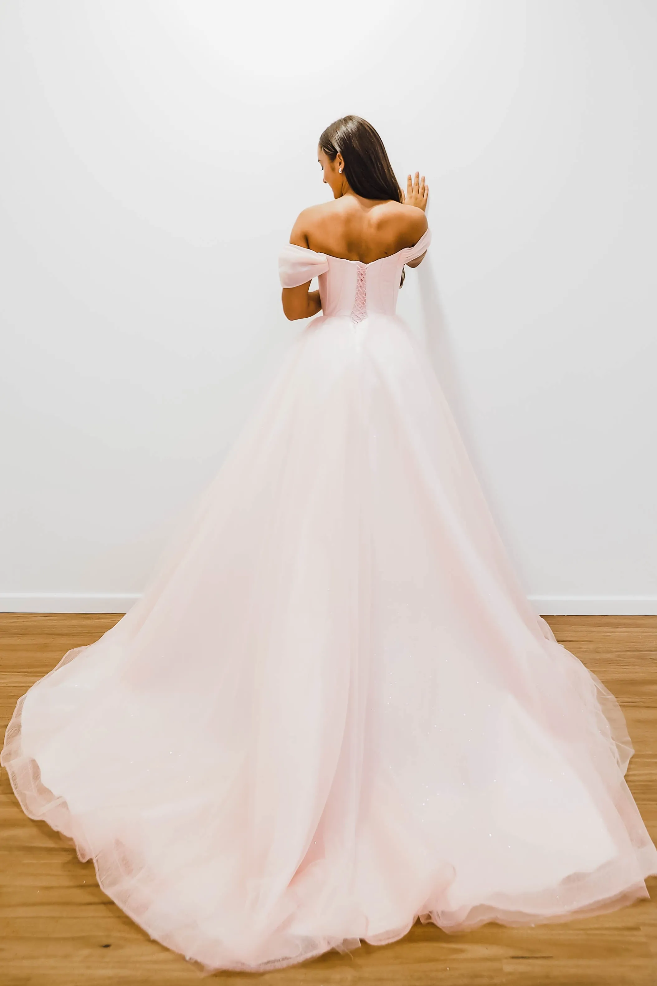 Baby pink with off the shoulder princess dress