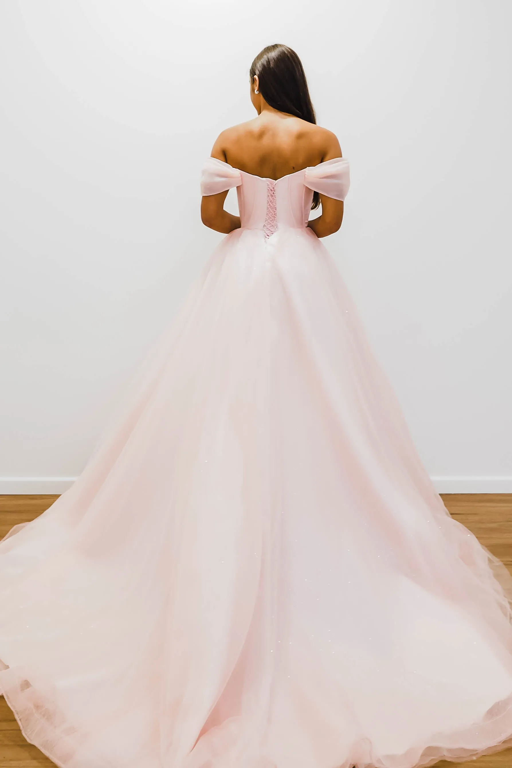 Baby pink with off the shoulder princess dress