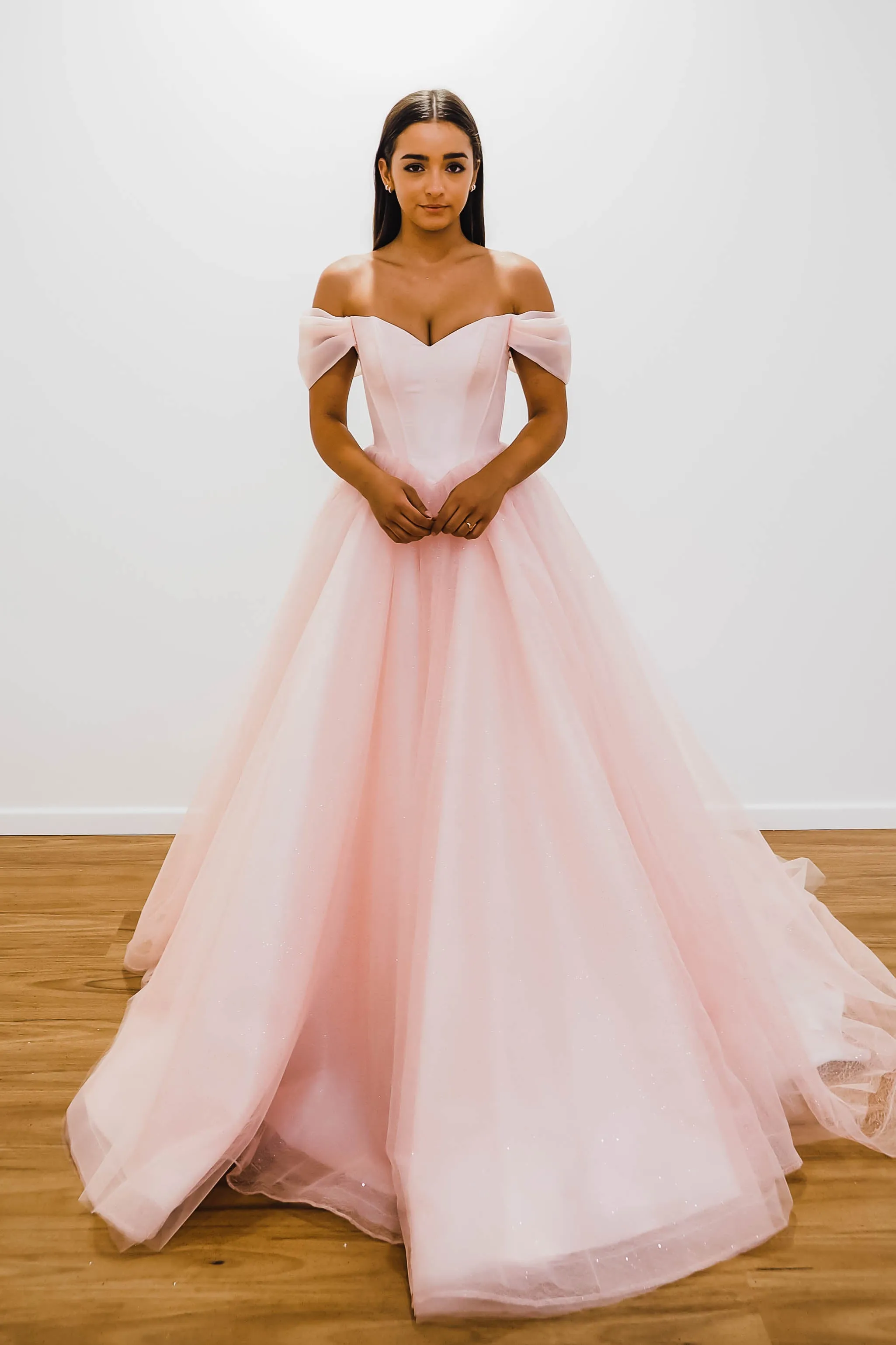 Baby pink with off the shoulder princess dress