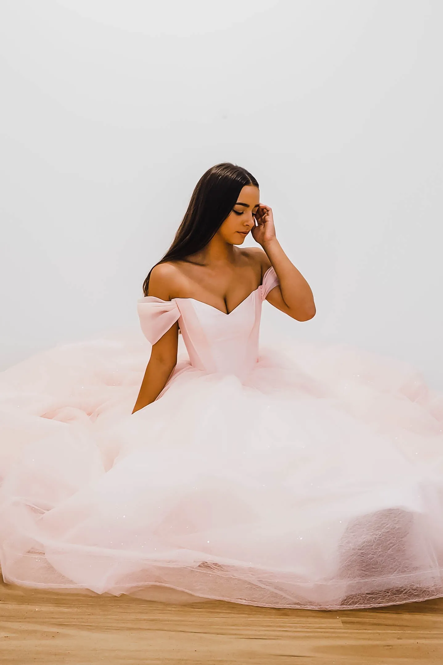 Baby pink with off the shoulder princess dress