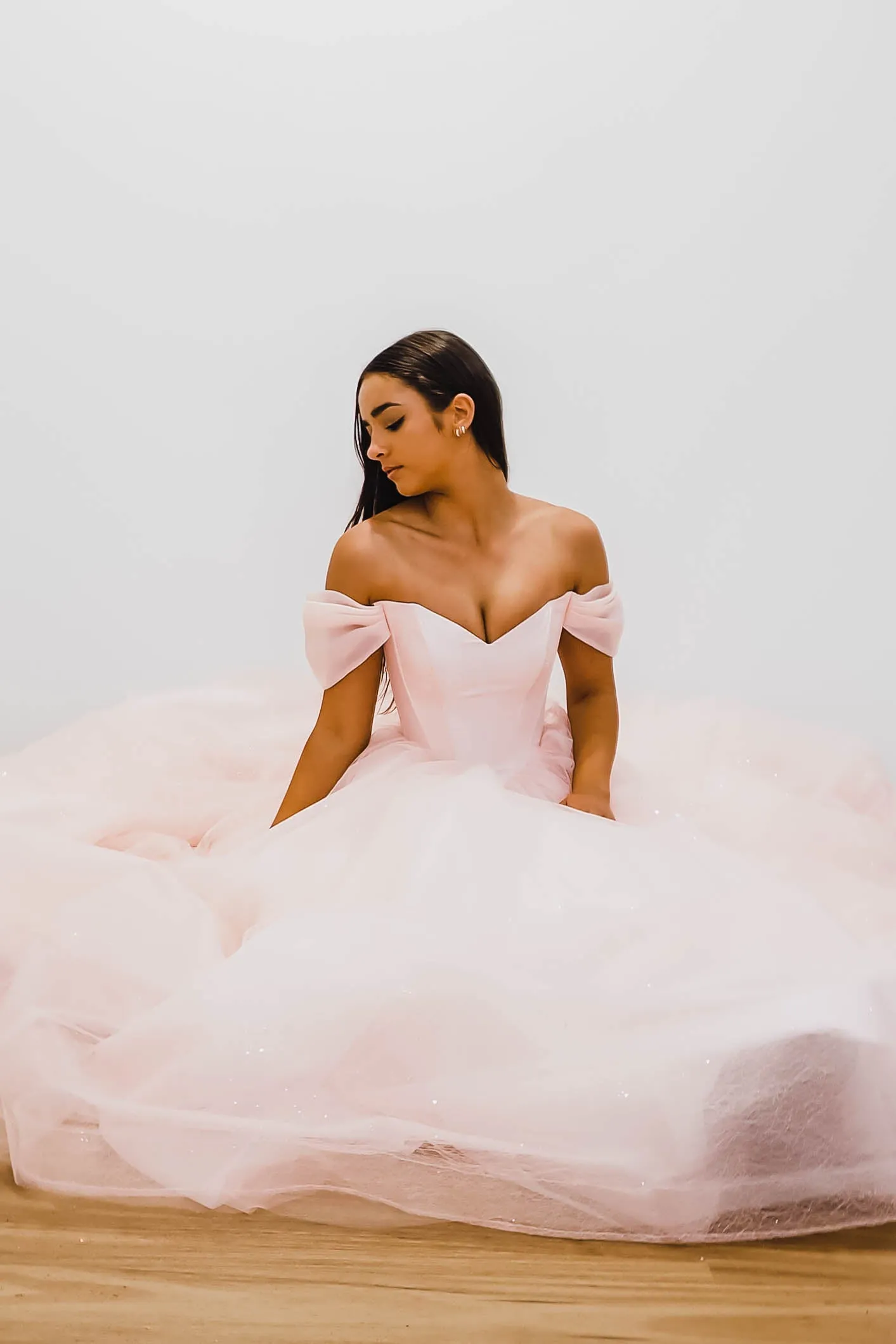 Baby pink with off the shoulder princess dress