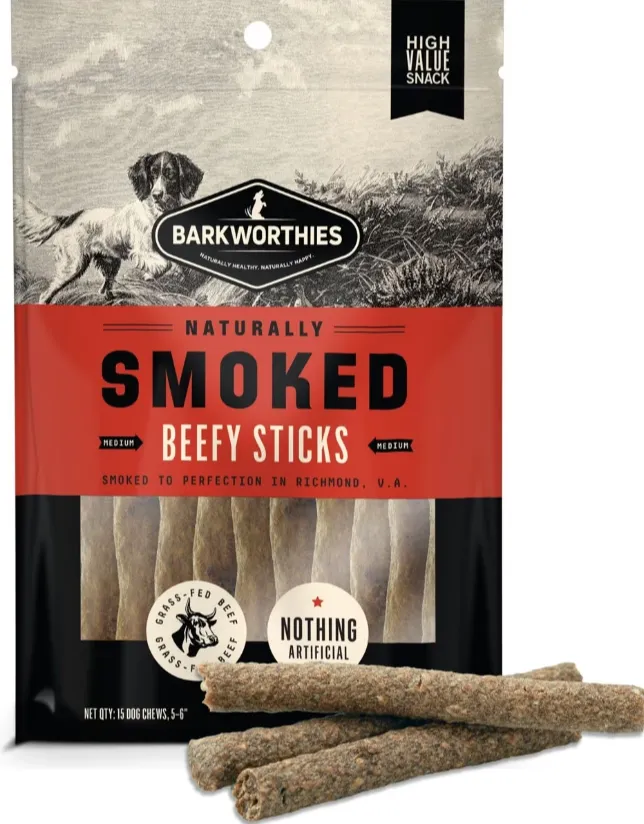 Barkworthies 15 Pack Smoked Beef Stick For Dogs