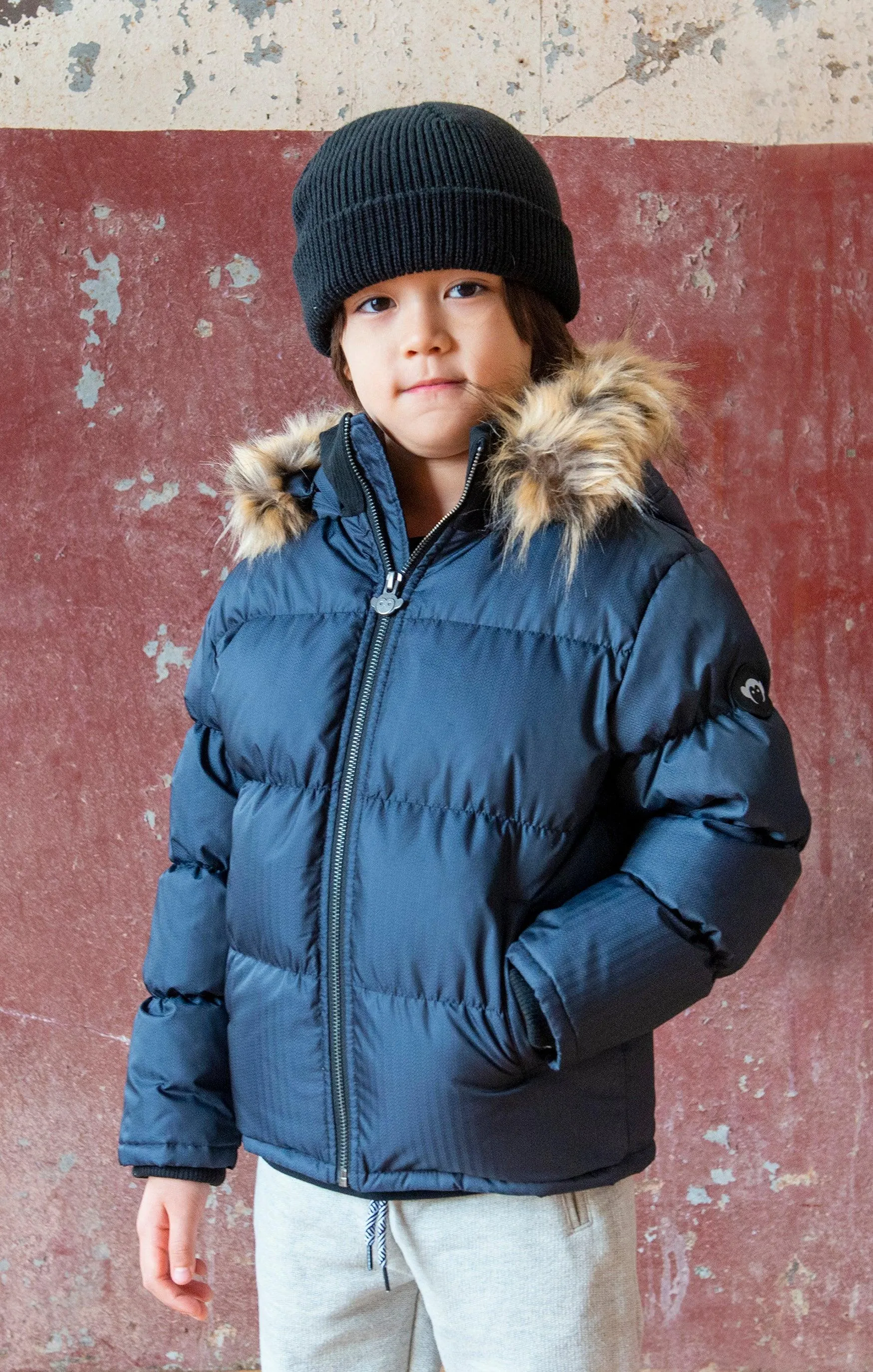 Base Camp Puffer Jacket | Navy Herringbone | Appaman