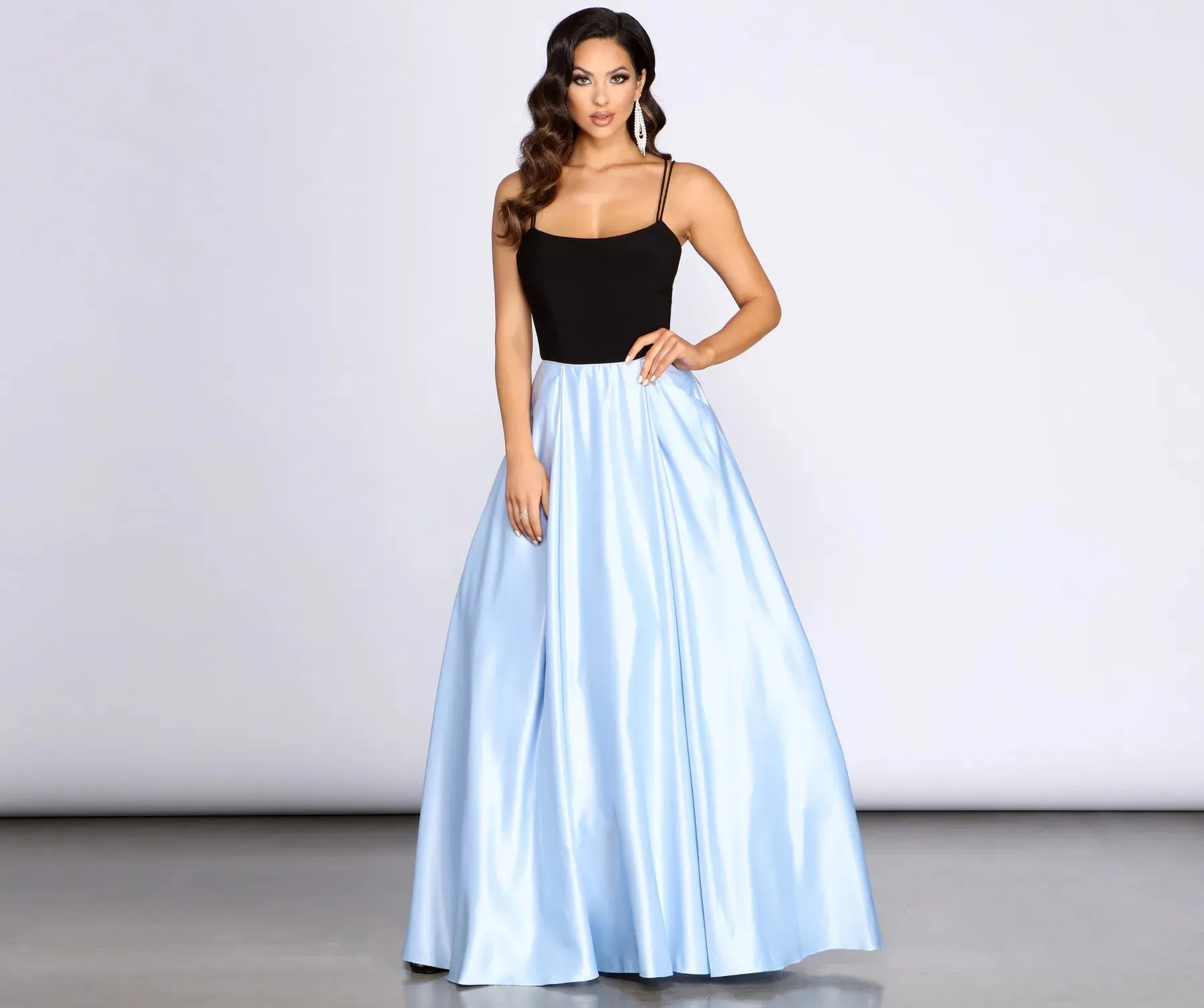 Bayley Cross Back Satin Ball Gown