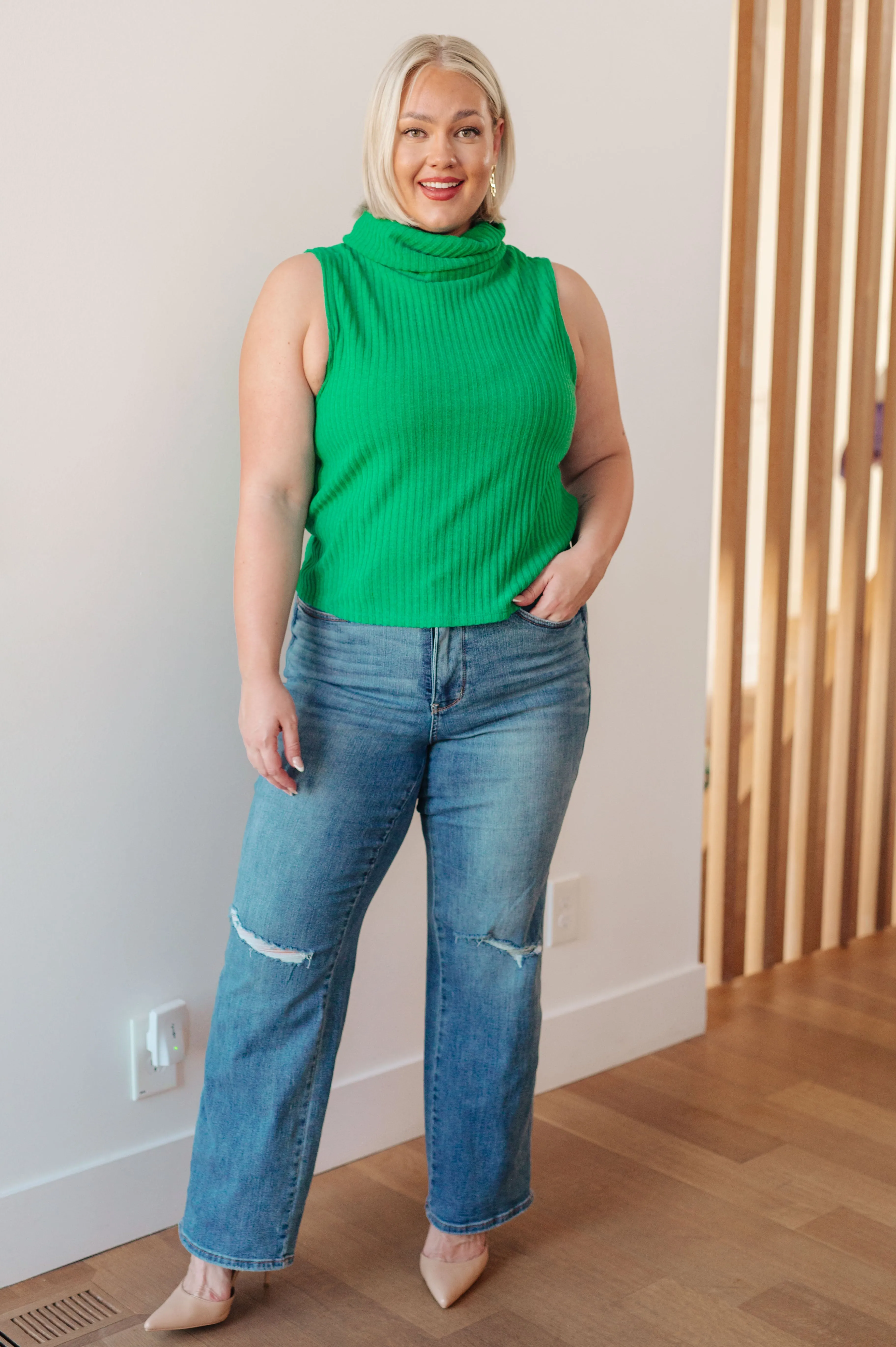 Before You Go Sleeveless Turtleneck Sweater - GeeGee