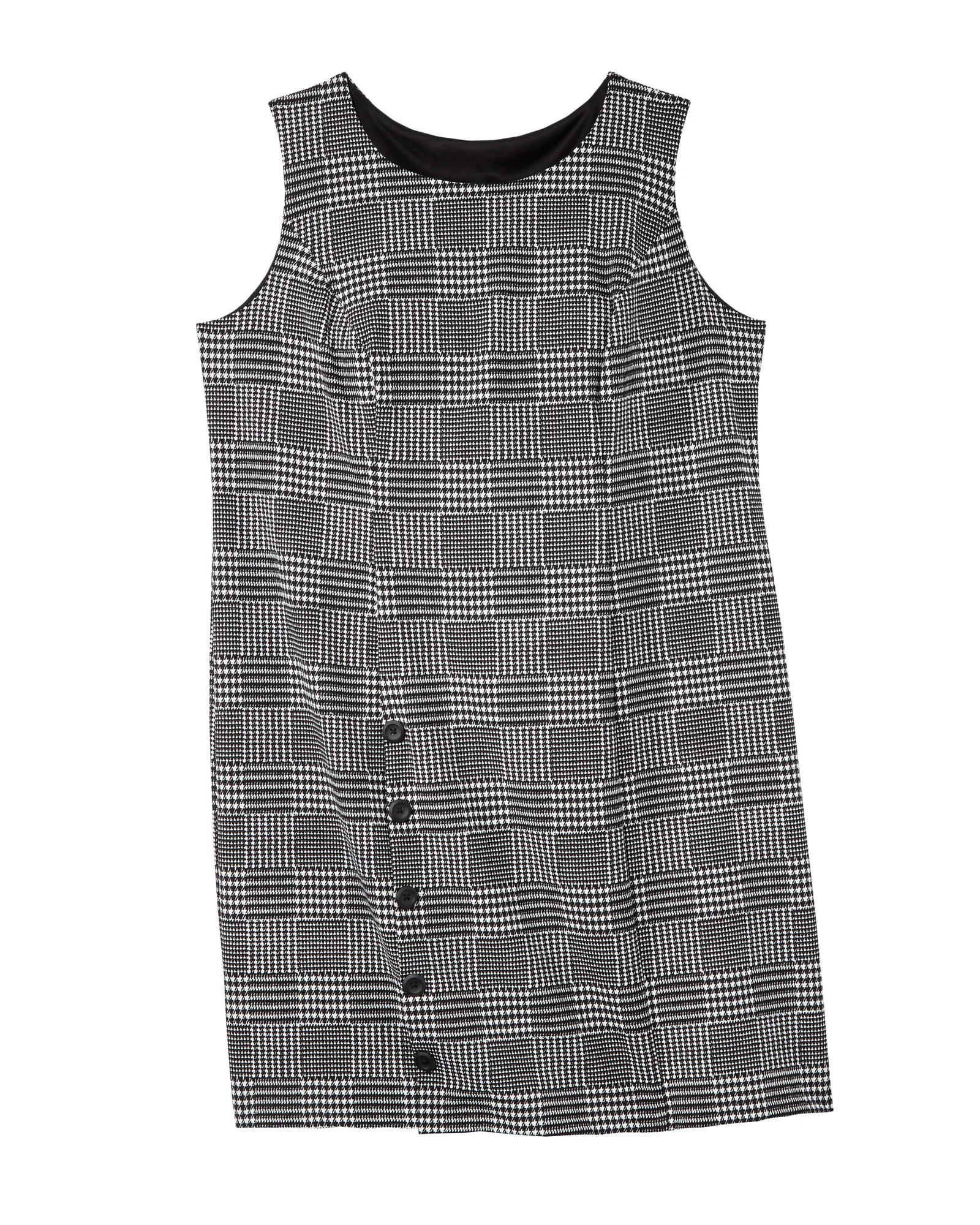 Benton Sleeveless Plaid Dress | Black / White