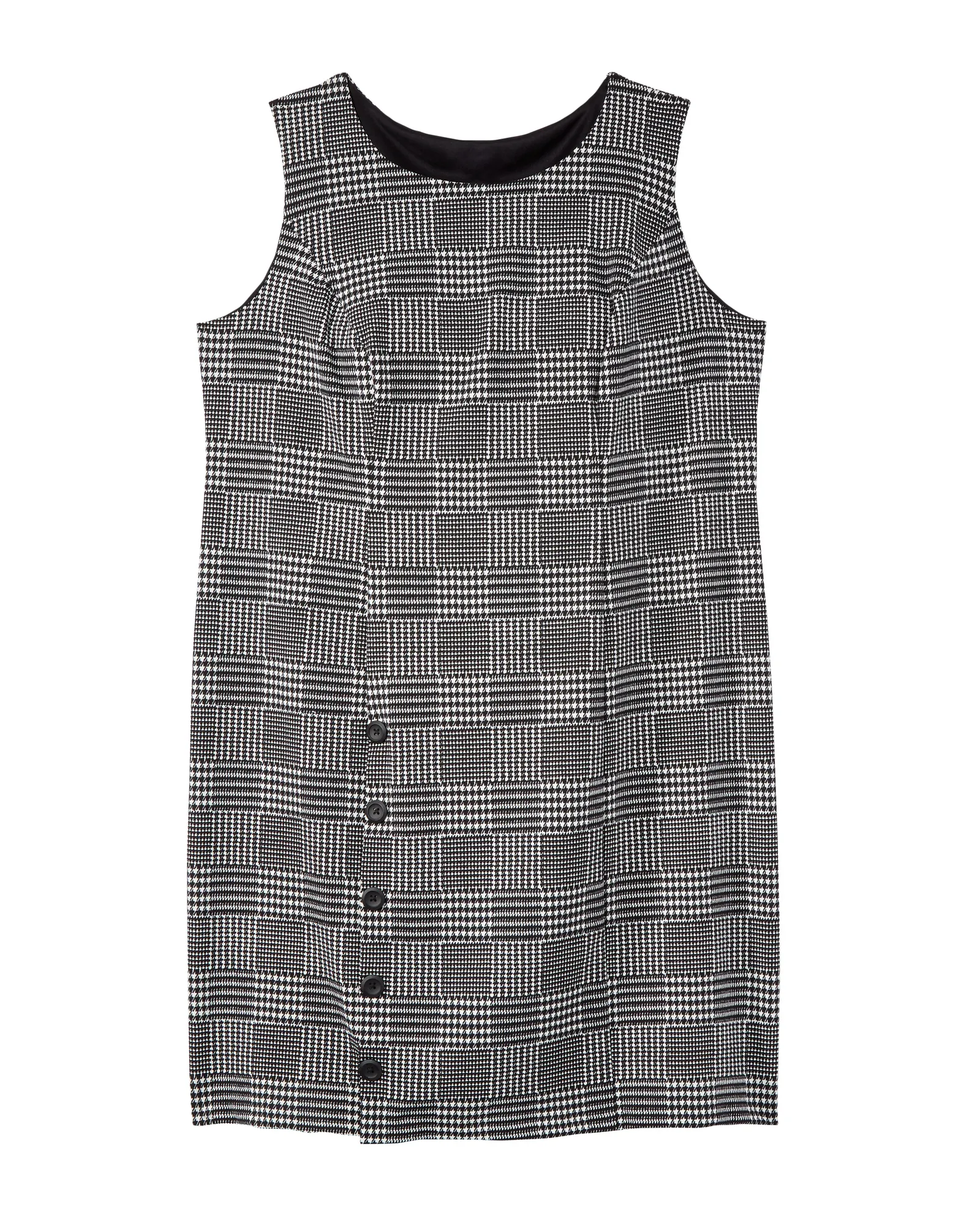 Benton Sleeveless Plaid Dress | Black / White