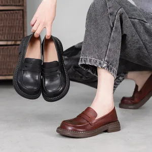 Big Toe Wide Fit Leather Penny Loafers in Black/Coffee