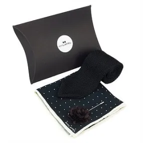 Black Knitted Tie Set