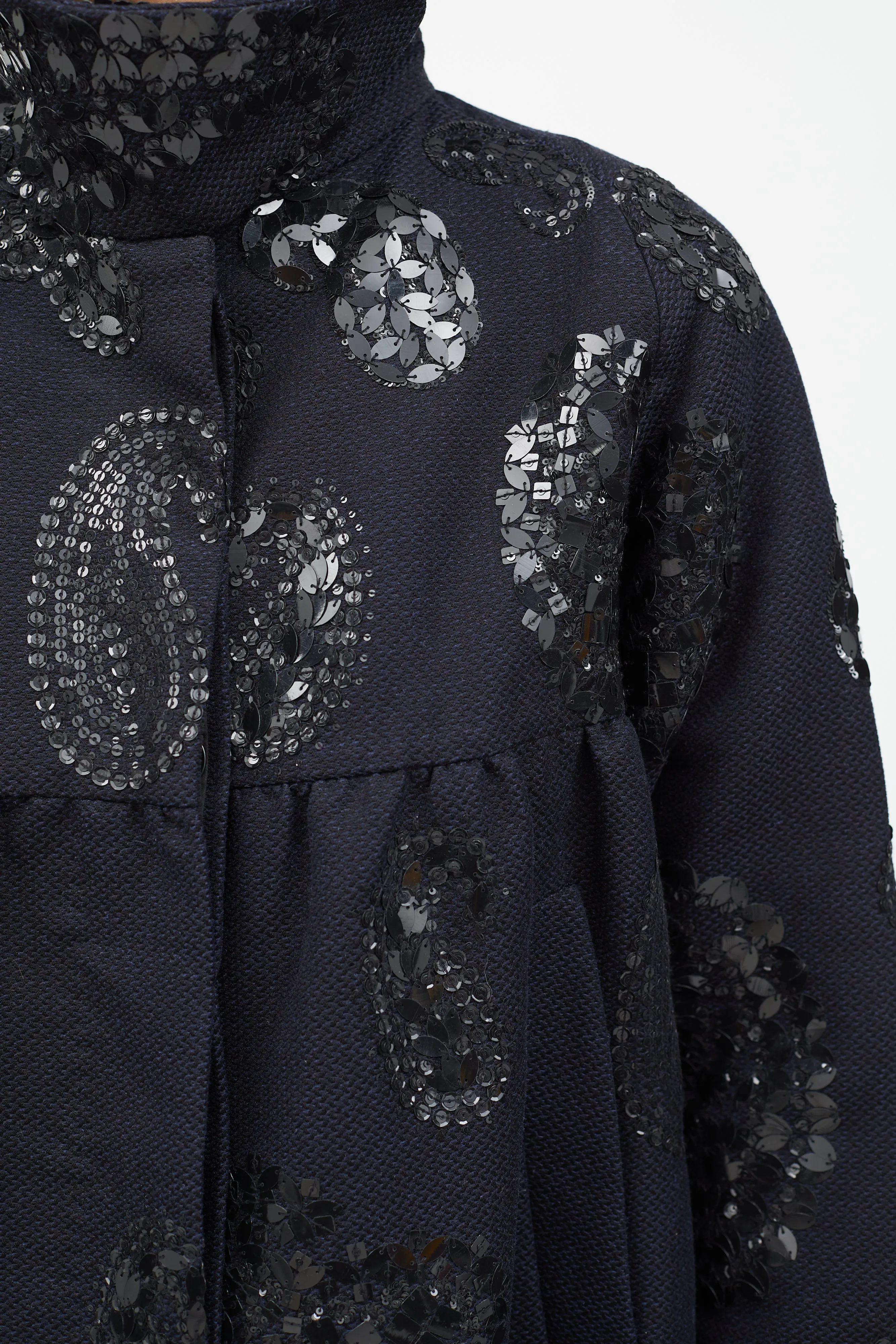 Black Wool & Sequin Paisley Coat