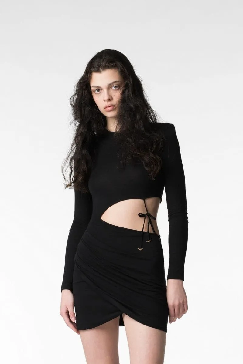 BLACK YALA CUT-OUT MINI DRESS