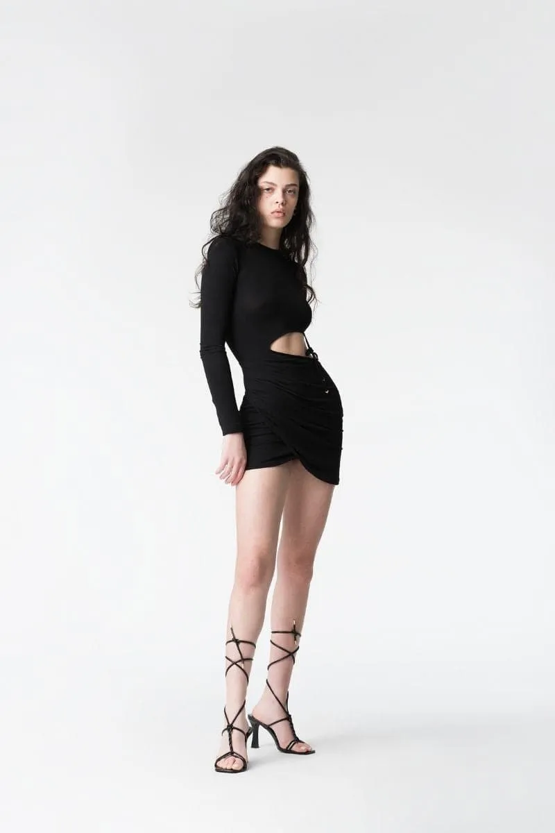 BLACK YALA CUT-OUT MINI DRESS