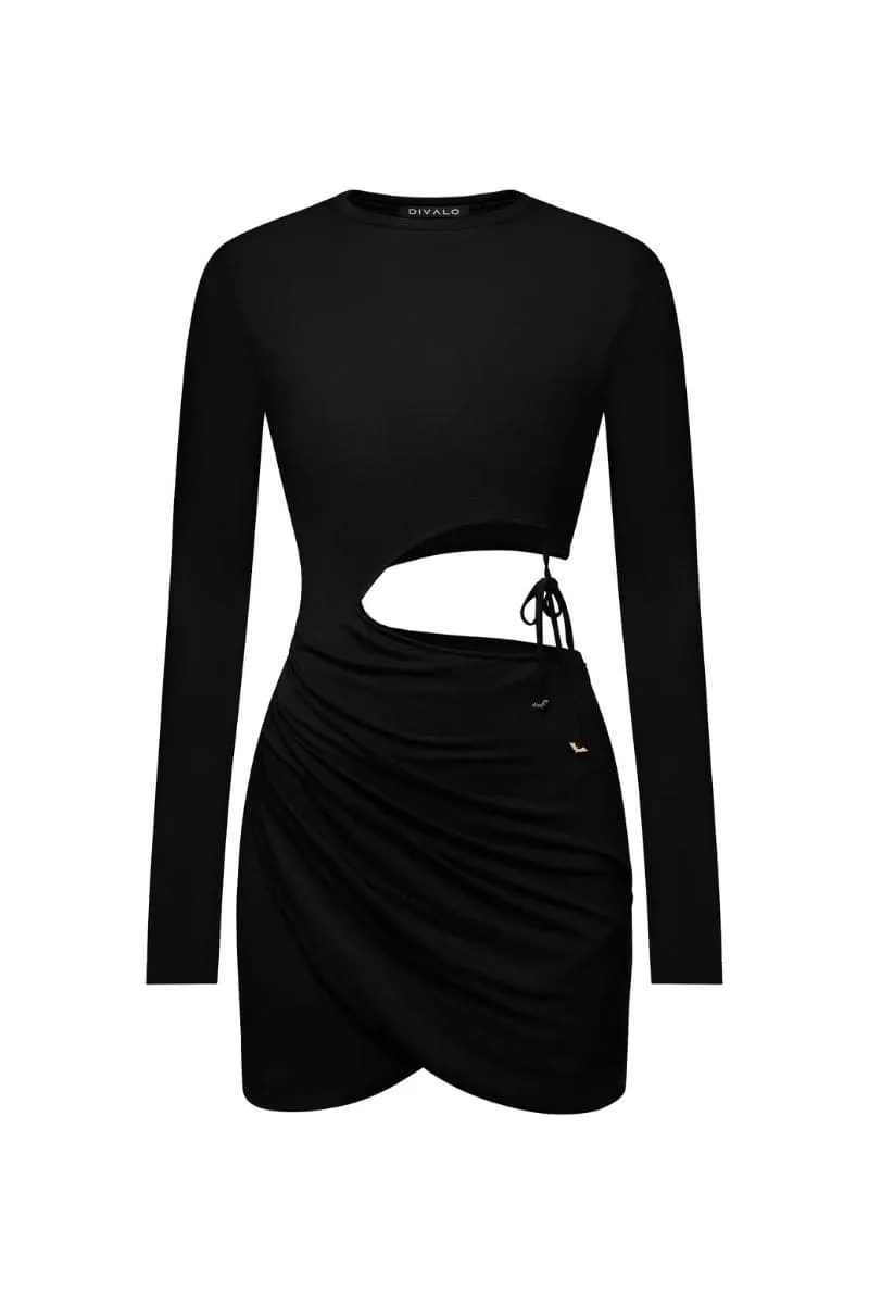 BLACK YALA CUT-OUT MINI DRESS