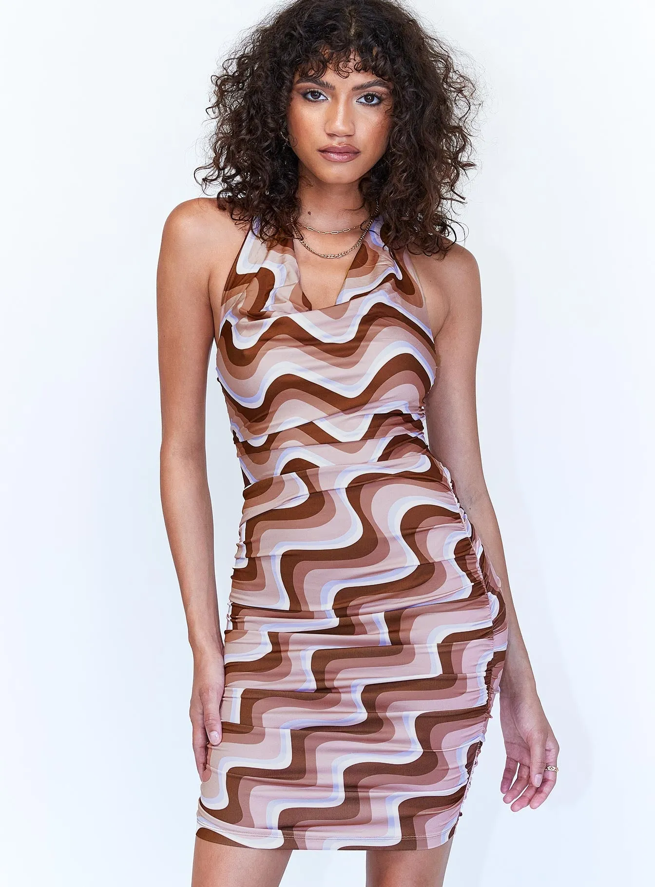 Bliss Mini Dress Brown Multi