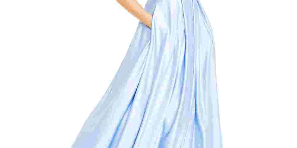 Blondie Nites Juniors Strapless Crisscross Gown Blue/Black, Size 3