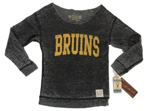 Boston Bruins Retro Brand WOMEN Charcoal Uncollared Fleece Sweatshirt