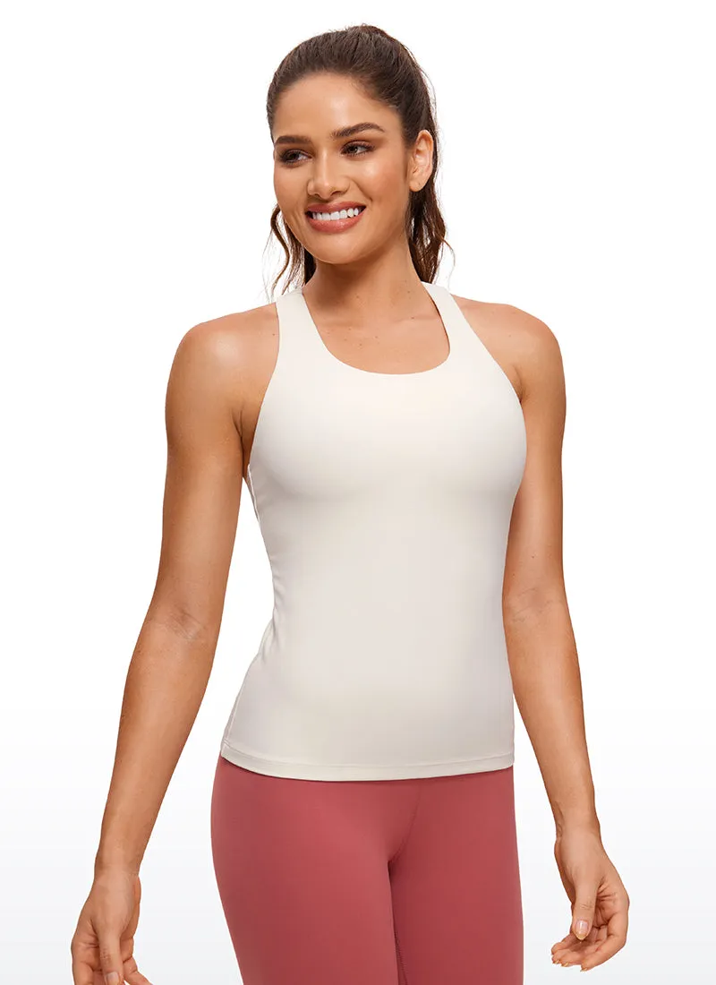 Butterluxe Waist Length Built-in Bra Tank Racerback