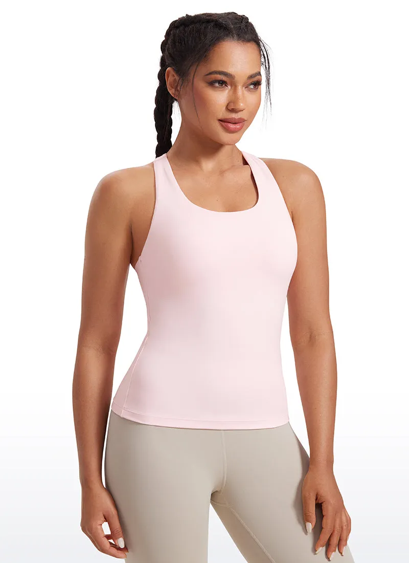 Butterluxe Waist Length Built-in Bra Tank Racerback