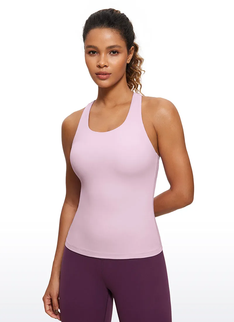 Butterluxe Waist Length Built-in Bra Tank Racerback