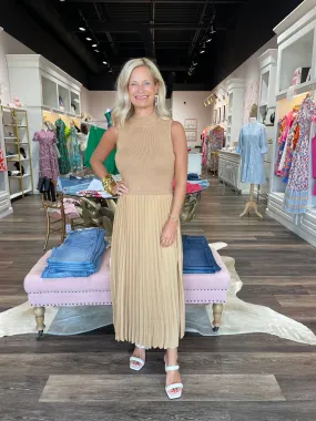 Camel Pleated Dress