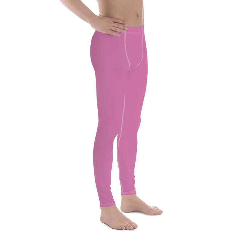 Candy Pink Solid Color Meggings, Solid Color Men's Leggings Compression Tights- Made in USA/EU