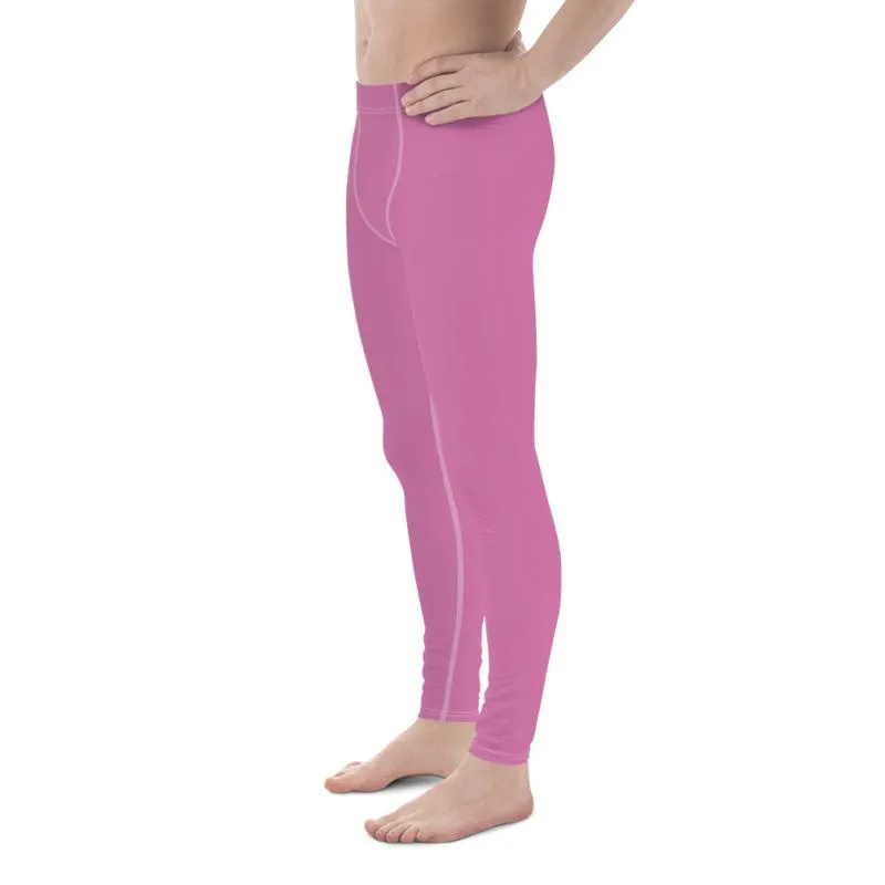 Candy Pink Solid Color Meggings, Solid Color Men's Leggings Compression Tights- Made in USA/EU