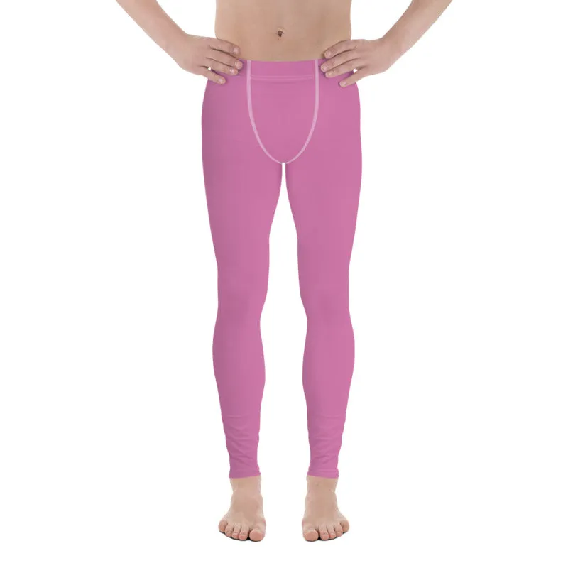 Candy Pink Solid Color Meggings, Solid Color Men's Leggings Compression Tights- Made in USA/EU