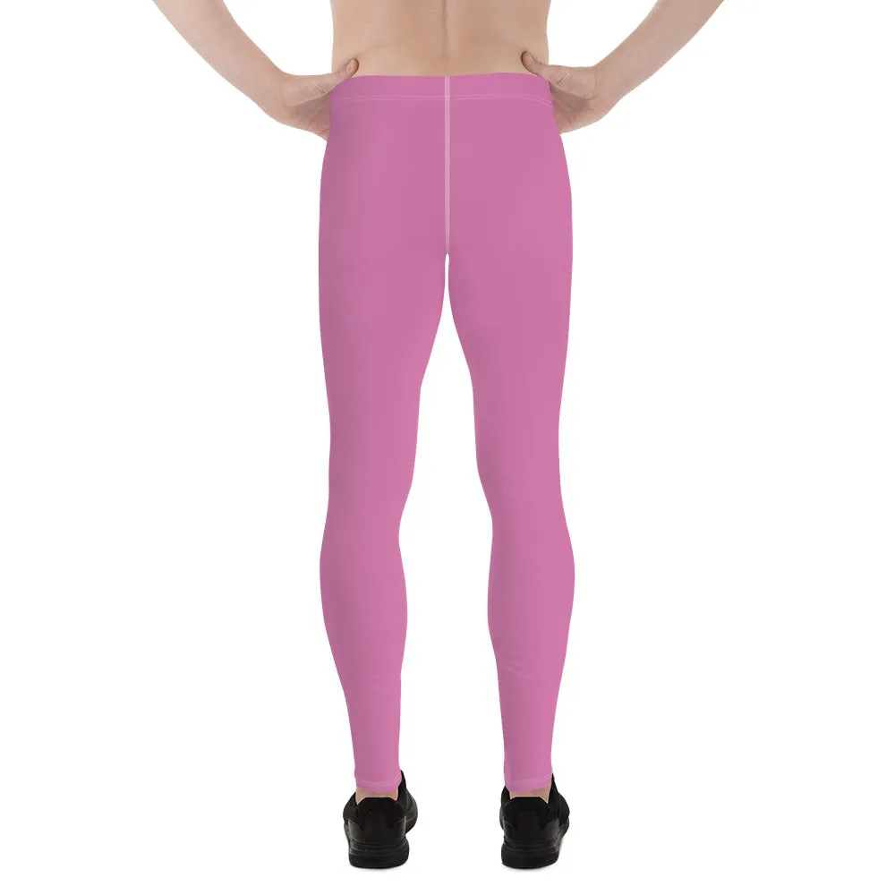 Candy Pink Solid Color Meggings, Solid Color Men's Leggings Compression Tights- Made in USA/EU