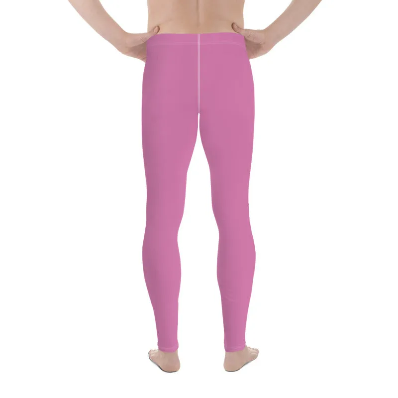 Candy Pink Solid Color Meggings, Solid Color Men's Leggings Compression Tights- Made in USA/EU