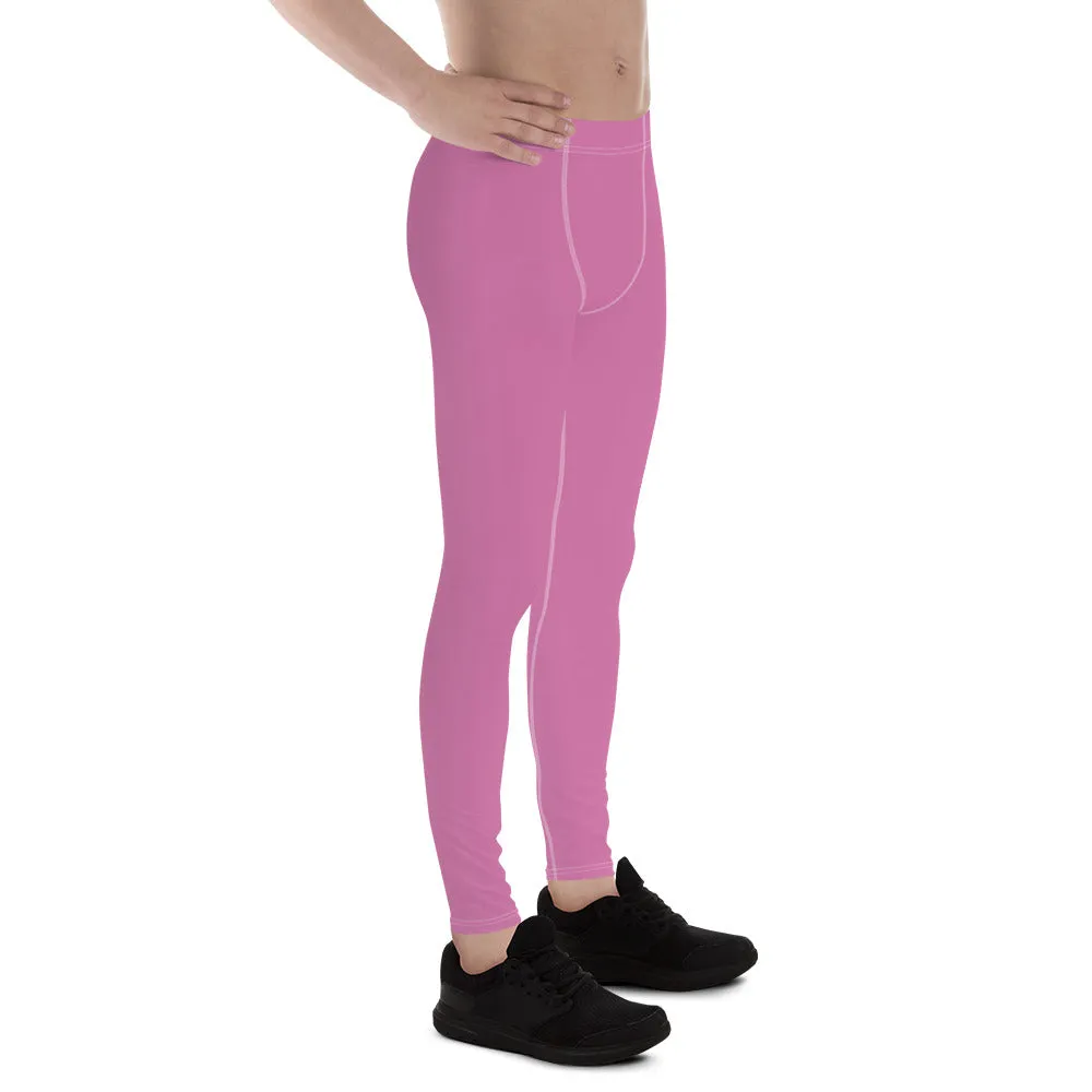 Candy Pink Solid Color Meggings, Solid Color Men's Leggings Compression Tights- Made in USA/EU