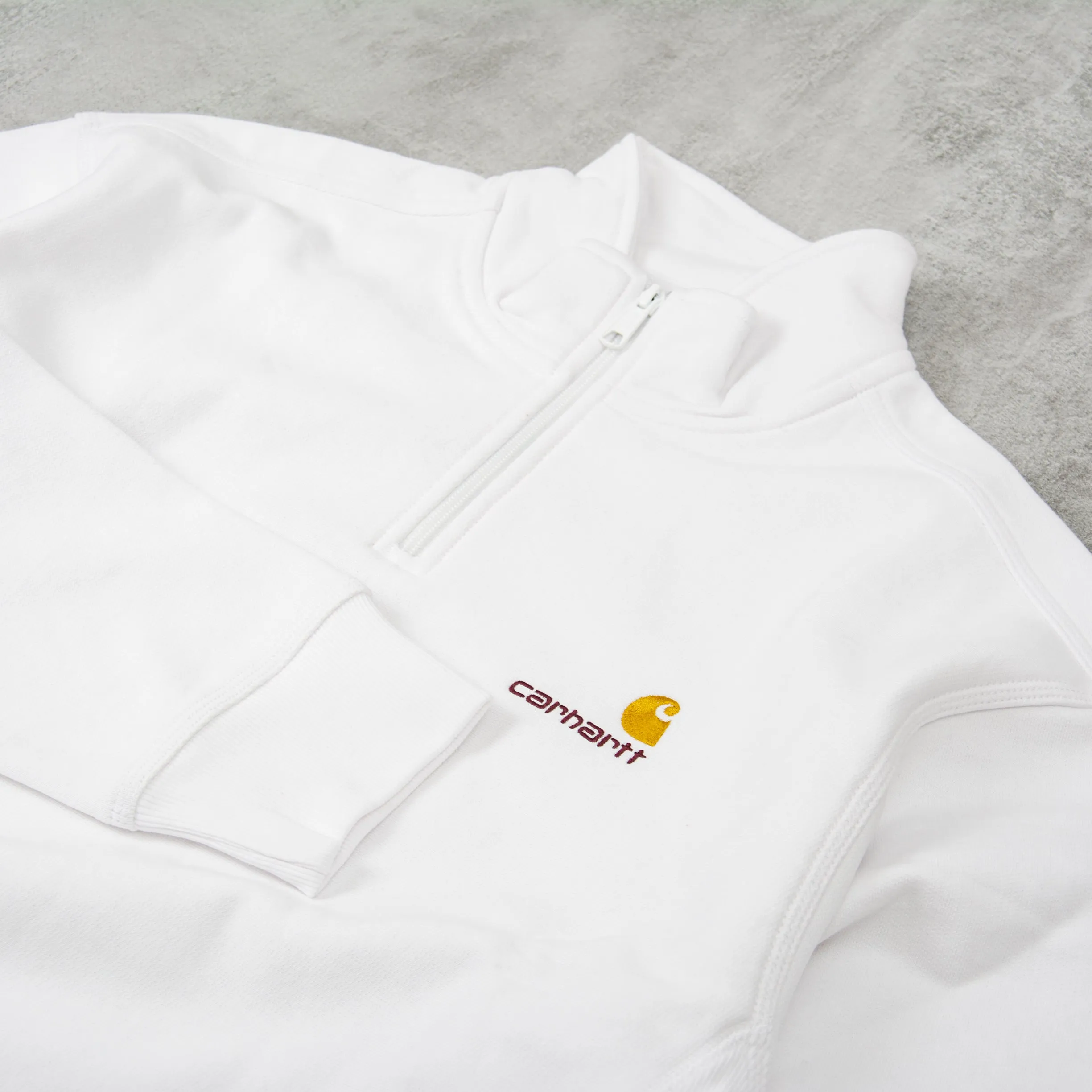 Carhartt WIP Half Zip American Script Sweat - White