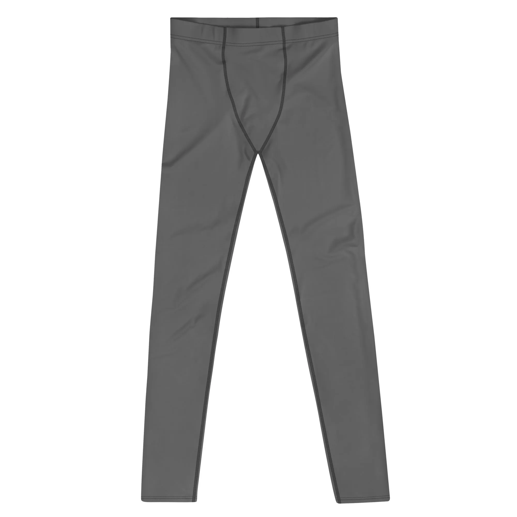 Charcoal Grey Color Men's Leggings, Solid Grey Color Designer Premium Quality Men's Tights Compression Pants - Made in USA/EU/MX